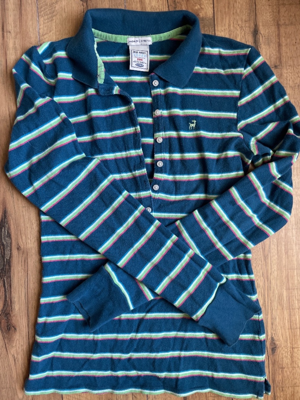 Y2K Striped long sleeve Polo top